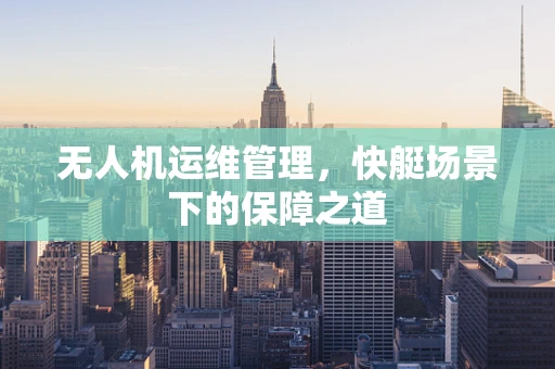 无人机运维管理，快艇场景下的保障之道