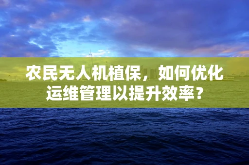 农民无人机植保，如何优化运维管理以提升效率？