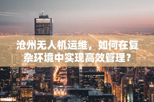 沧州无人机运维，如何在复杂环境中实现高效管理？