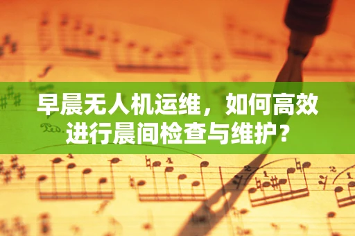 早晨无人机运维，如何高效进行晨间检查与维护？