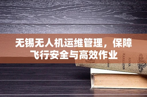 无锡无人机运维管理，保障飞行安全与高效作业