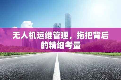 无人机运维管理，拖把背后的精细考量