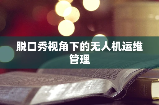 脱口秀视角下的无人机运维管理