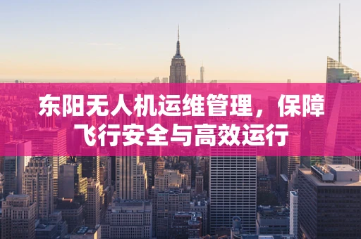 东阳无人机运维管理，保障飞行安全与高效运行