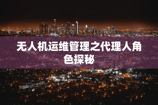 无人机运维管理之代理人角色探秘