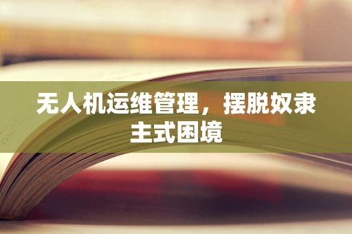 无人机运维管理，摆脱奴隶主式困境