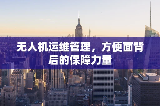 无人机运维管理，方便面背后的保障力量