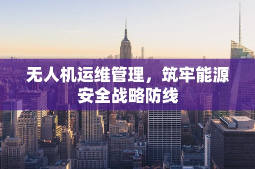 无人机运维管理，筑牢能源安全战略防线