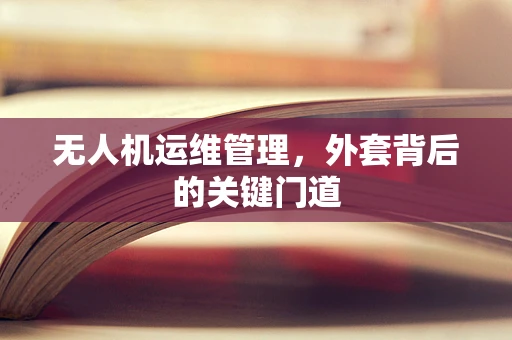 无人机运维管理，外套背后的关键门道