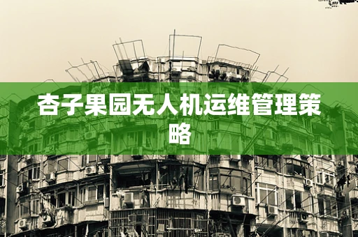 杏子果园无人机运维管理策略