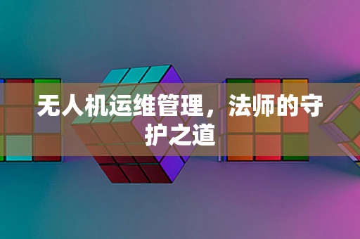 无人机运维管理，法师的守护之道
