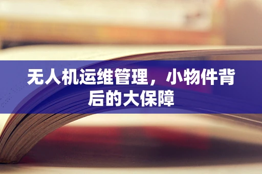 无人机运维管理，小物件背后的大保障