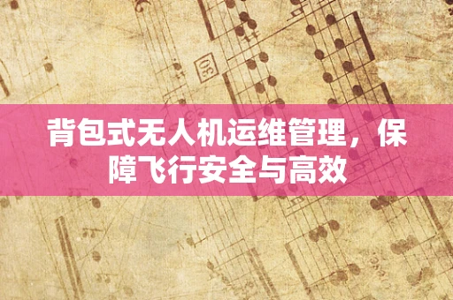 背包式无人机运维管理，保障飞行安全与高效