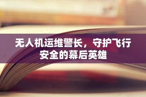 无人机运维警长，守护飞行安全的幕后英雄
