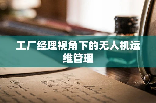 工厂经理视角下的无人机运维管理