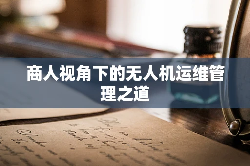 商人视角下的无人机运维管理之道