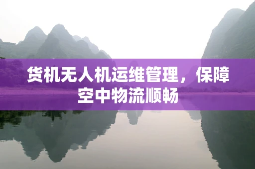 货机无人机运维管理，保障空中物流顺畅