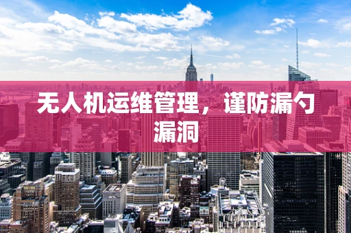 无人机运维管理，谨防漏勺漏洞
