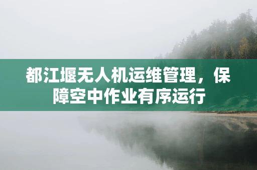 都江堰无人机运维管理，保障空中作业有序运行