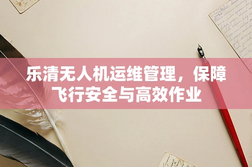 乐清无人机运维管理，保障飞行安全与高效作业