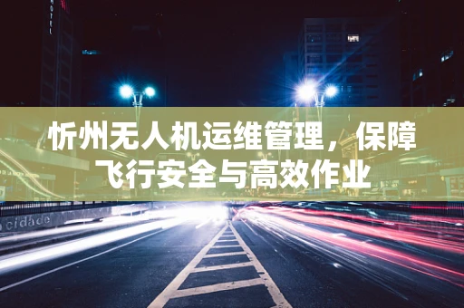 忻州无人机运维管理，保障飞行安全与高效作业