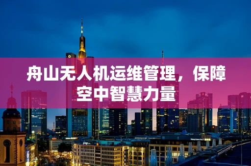 舟山无人机运维管理，保障空中智慧力量