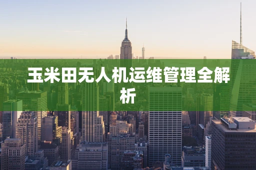玉米田无人机运维管理全解析