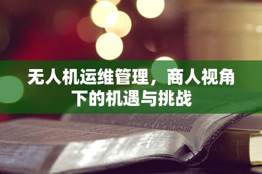 无人机运维管理，商人视角下的机遇与挑战
