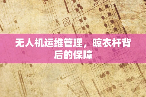 无人机运维管理，晾衣杆背后的保障